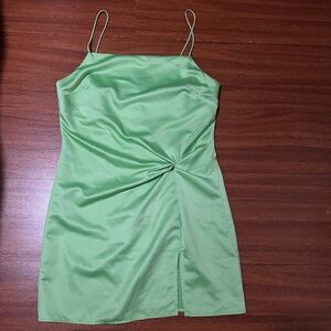 Topshop Mini Lime Spaghetti Strap Dress w/ Slit